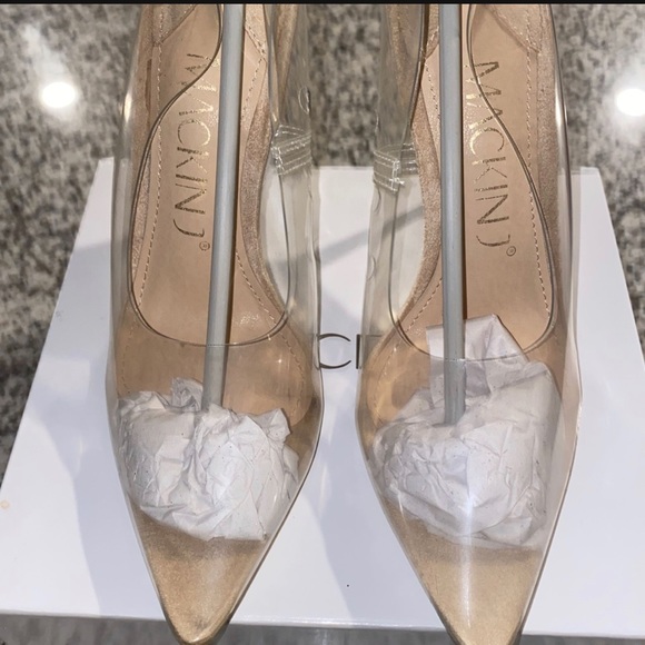 Transparent Pointed Toe Pump- Gold Accent Heel - Picture 2 of 7